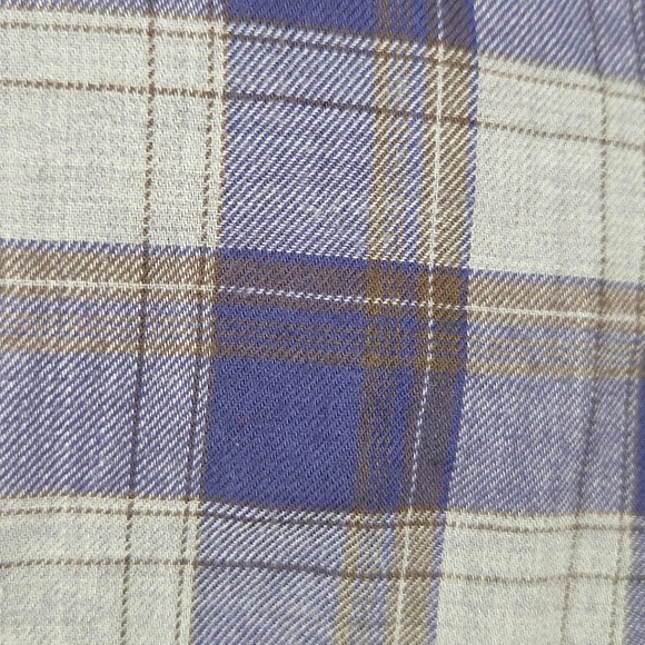 Peter Millar Mens Large Blue Tan Gray Plaid Button Up Shirt Long Sleeve Casual - Picture 5 of 9